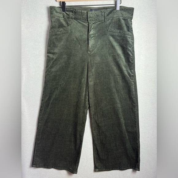 Anthropologie Paige Sutton Ultra High-Rise Corduroy Pants Olive Green Size 31 - Picture 1 of 12